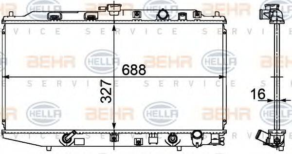 HELLA 8MK376707651 Радіатор, охолодження двигуна