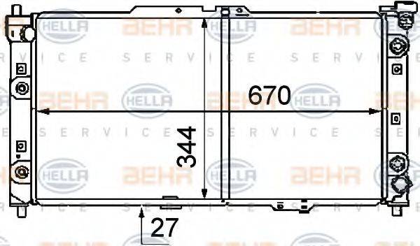 HELLA 8MK376708031 Радіатор, охолодження двигуна