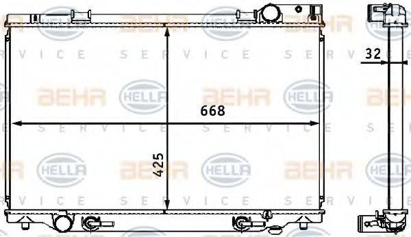 HELLA 8MK376708341 Радіатор, охолодження двигуна