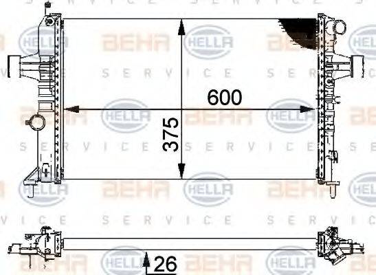 HELLA 8MK376710311 Радіатор, охолодження двигуна