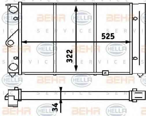 HELLA 8MK376713371 Радіатор, охолодження двигуна