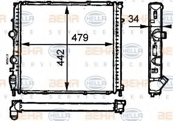 HELLA 8MK376716371 Радіатор, охолодження двигуна