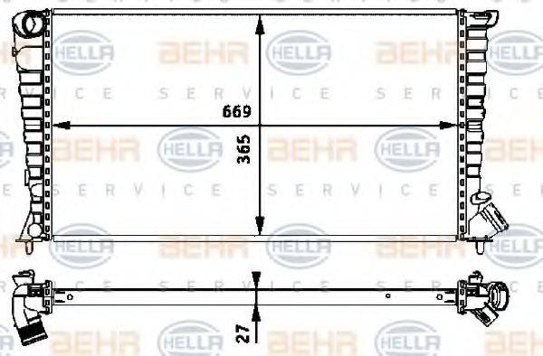 HELLA 8MK376717601 Радіатор, охолодження двигуна