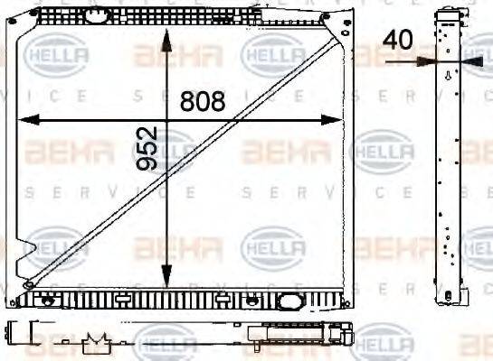 HELLA 8MK376721231 Радіатор, охолодження двигуна