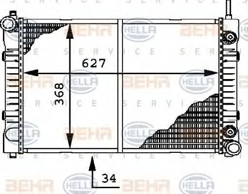 HELLA 8MK376721291 Радіатор, охолодження двигуна