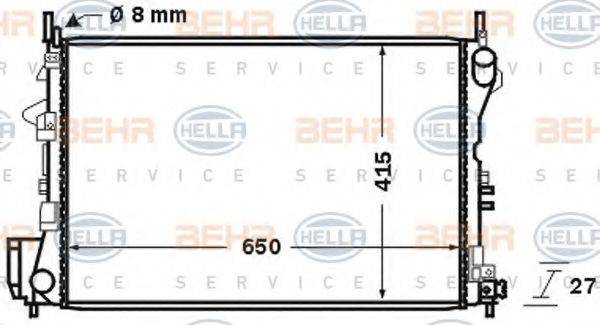 HELLA 8MK376726771 Радіатор, охолодження двигуна