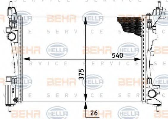 HELLA 8MK376728781 Радіатор, охолодження двигуна