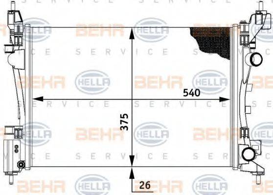 HELLA 8MK376728791 Радіатор, охолодження двигуна