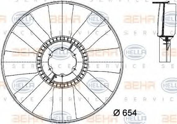 HELLA 8MV376733101 Крильчатка вентилятора, охолодження двигуна