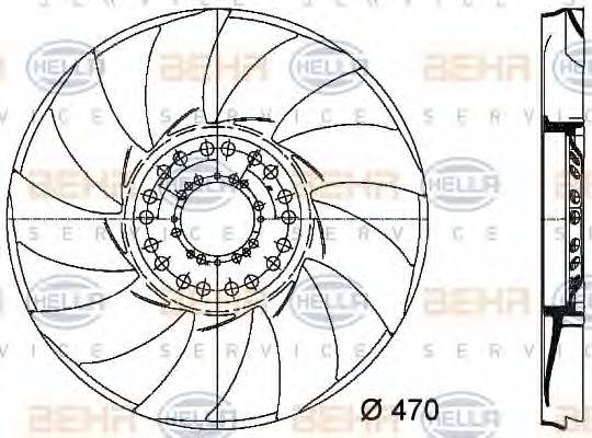 HELLA 8MV376733241 Крильчатка вентилятора, охолодження двигуна