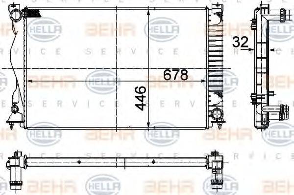 HELLA 8MK376749441 Радіатор, охолодження двигуна