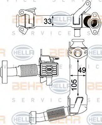 HELLA 8ME376750761 Радіатор, рециркуляція ОГ