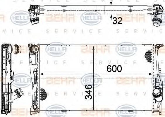 HELLA 8MK376754001 Радіатор, охолодження двигуна