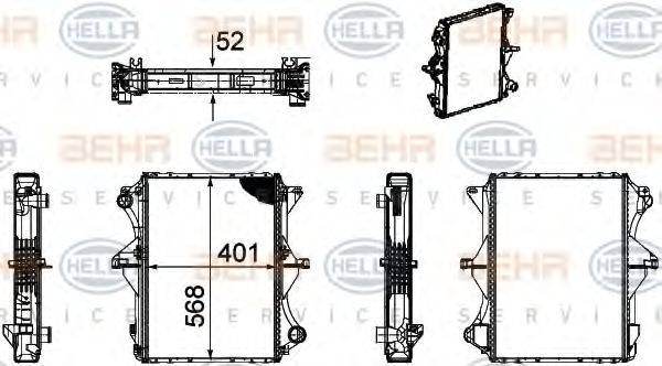 HELLA 8MK376756031 Радіатор, охолодження двигуна