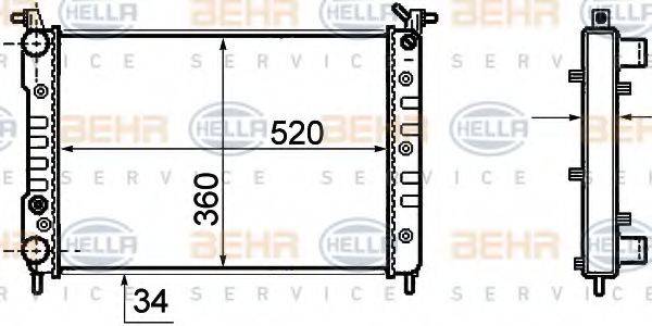 HELLA 8MK376756501 Радіатор, охолодження двигуна