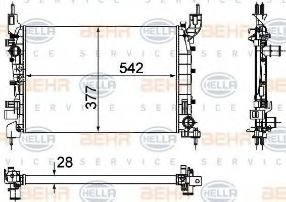 HELLA 8MK376756521 Радіатор, охолодження двигуна