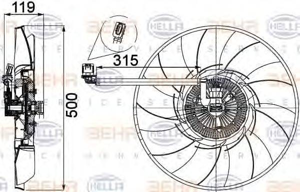 HELLA 8MV376757521 Вентилятор, охолодження двигуна