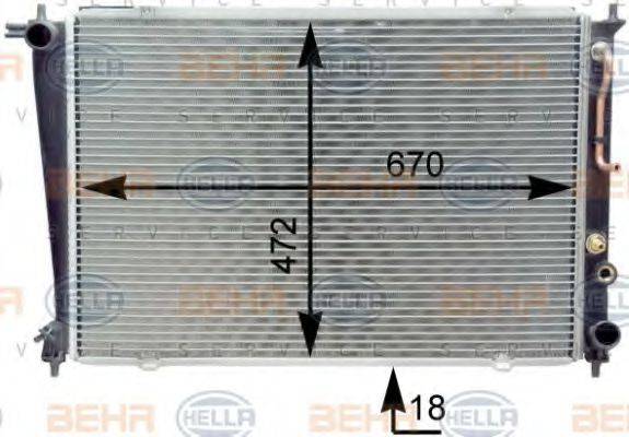 HELLA 8MK376763101 Радіатор, охолодження двигуна