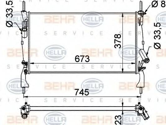 HELLA 8MK376764401 Радіатор, охолодження двигуна