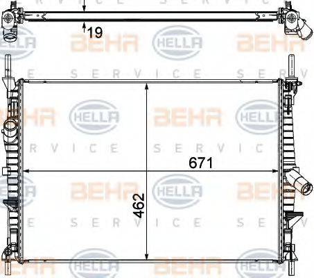 HELLA 8MK376764501 Радіатор, охолодження двигуна