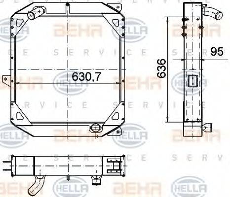 HELLA 8MK376774591 Радіатор, охолодження двигуна