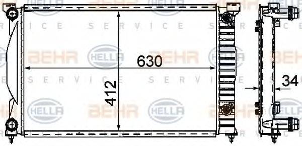 HELLA 8MK376781061 Радіатор, охолодження двигуна