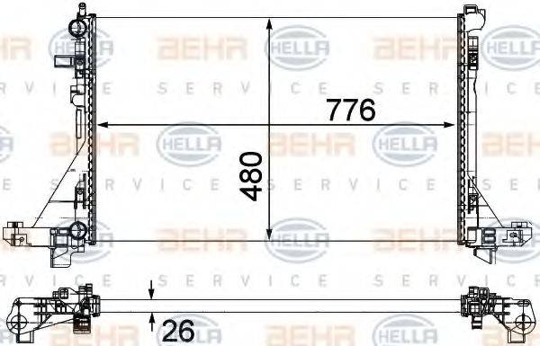 HELLA 8MK376787431 Радіатор, охолодження двигуна