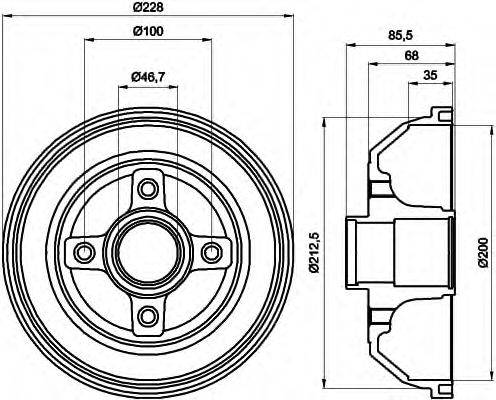 HELLA 8DT355300401 Гальмівний барабан