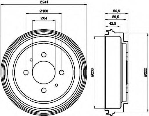 HELLA 8DT355300551 Гальмівний барабан