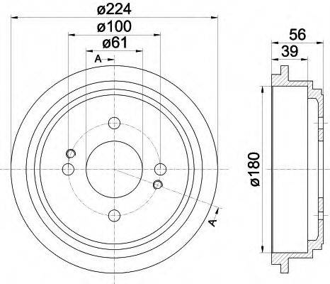 HELLA 8DT355300711 Гальмівний барабан