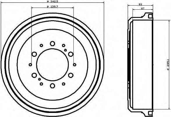 HELLA 8DT355301491 Гальмівний барабан