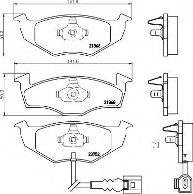 HELLA 8DB355009801 Комплект гальмівних колодок, дискове гальмо