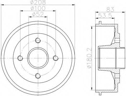 HELLA 8DT355302231 Гальмівний барабан