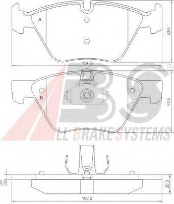 A.B.S. 37409OE Комплект гальмівних колодок, дискове гальмо