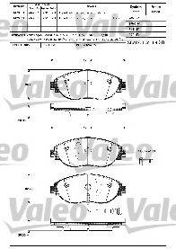 VALEO 601286 Комплект гальмівних колодок, дискове гальмо