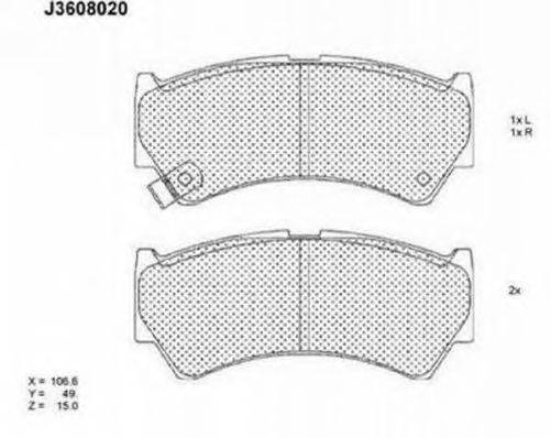 NIPPARTS J3608020 Комплект гальмівних колодок, дискове гальмо