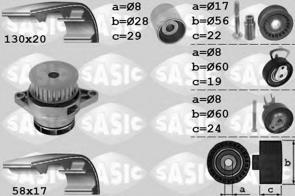 SASIC 3906085 Водяний насос + комплект зубчастого ременя