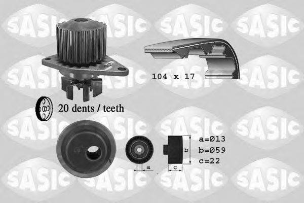 SASIC 3900020 Водяний насос + комплект зубчастого ременя