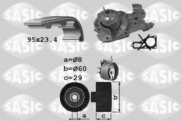 SASIC 3904010 Водяний насос + комплект зубчастого ременя