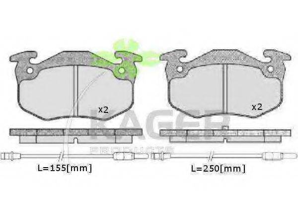 KAGER 350008 Комплект гальмівних колодок, дискове гальмо