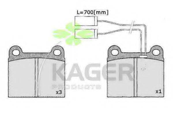 KAGER 350368 Комплект гальмівних колодок, дискове гальмо