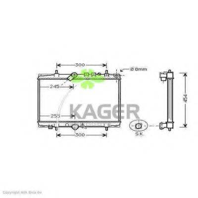 KAGER 312809 Радіатор, охолодження двигуна