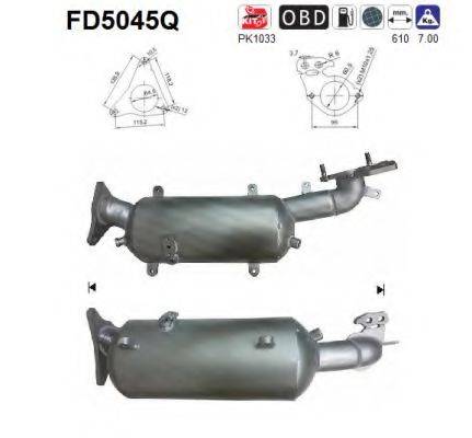 AS FD5045Q Саджовий/частковий фільтр, система вихлопу ОГ