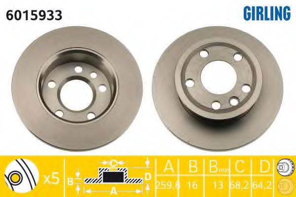 GIRLING 6015933 гальмівний диск