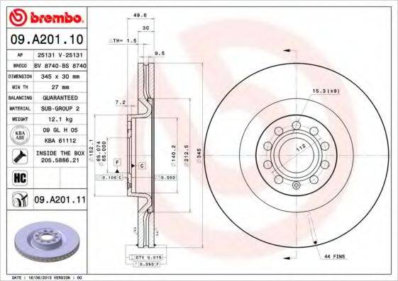 BRECO BS8740 гальмівний диск