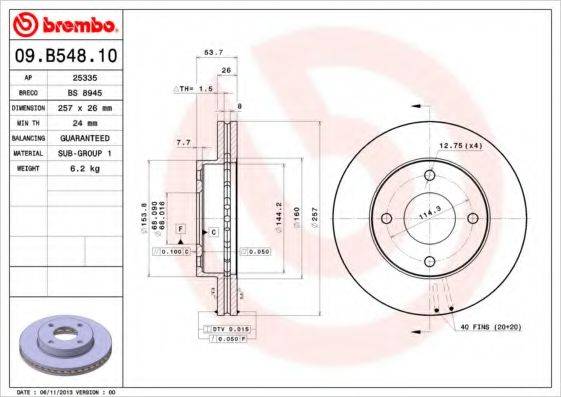 BRECO BS8945 гальмівний диск