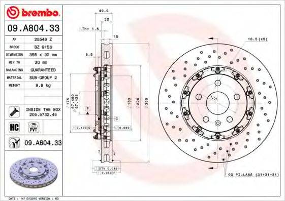 BRECO BZ9158 гальмівний диск