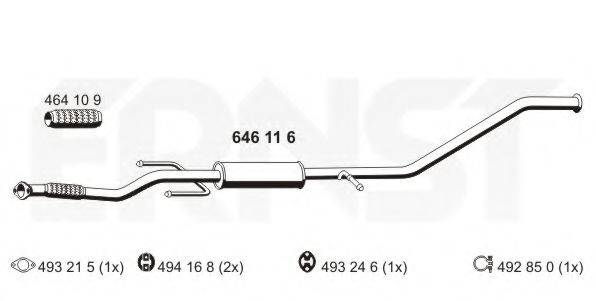 ERNST 646116 Середній глушник вихлопних газів