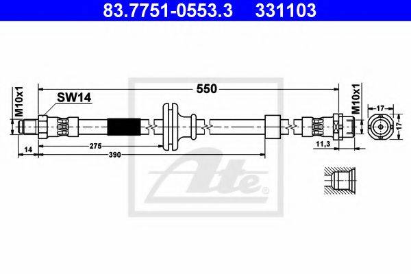 ATE 83775105533 Гальмівний шланг
