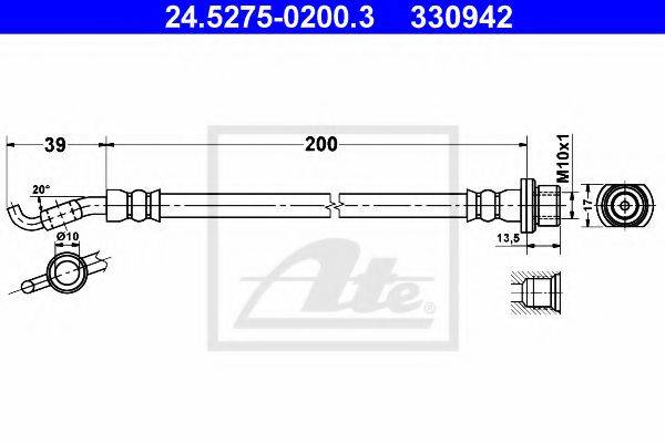 ATE 24527502003 Гальмівний шланг